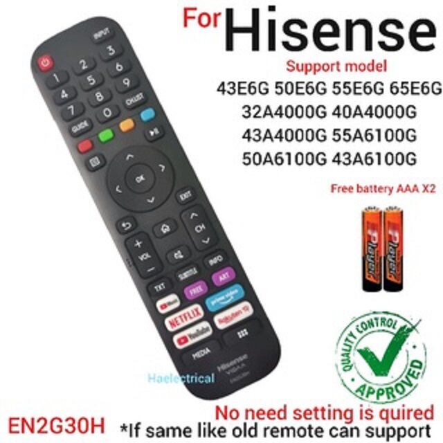 Hisense smart tv remote control EN2G30H 43E6G 50E6G 55E6G