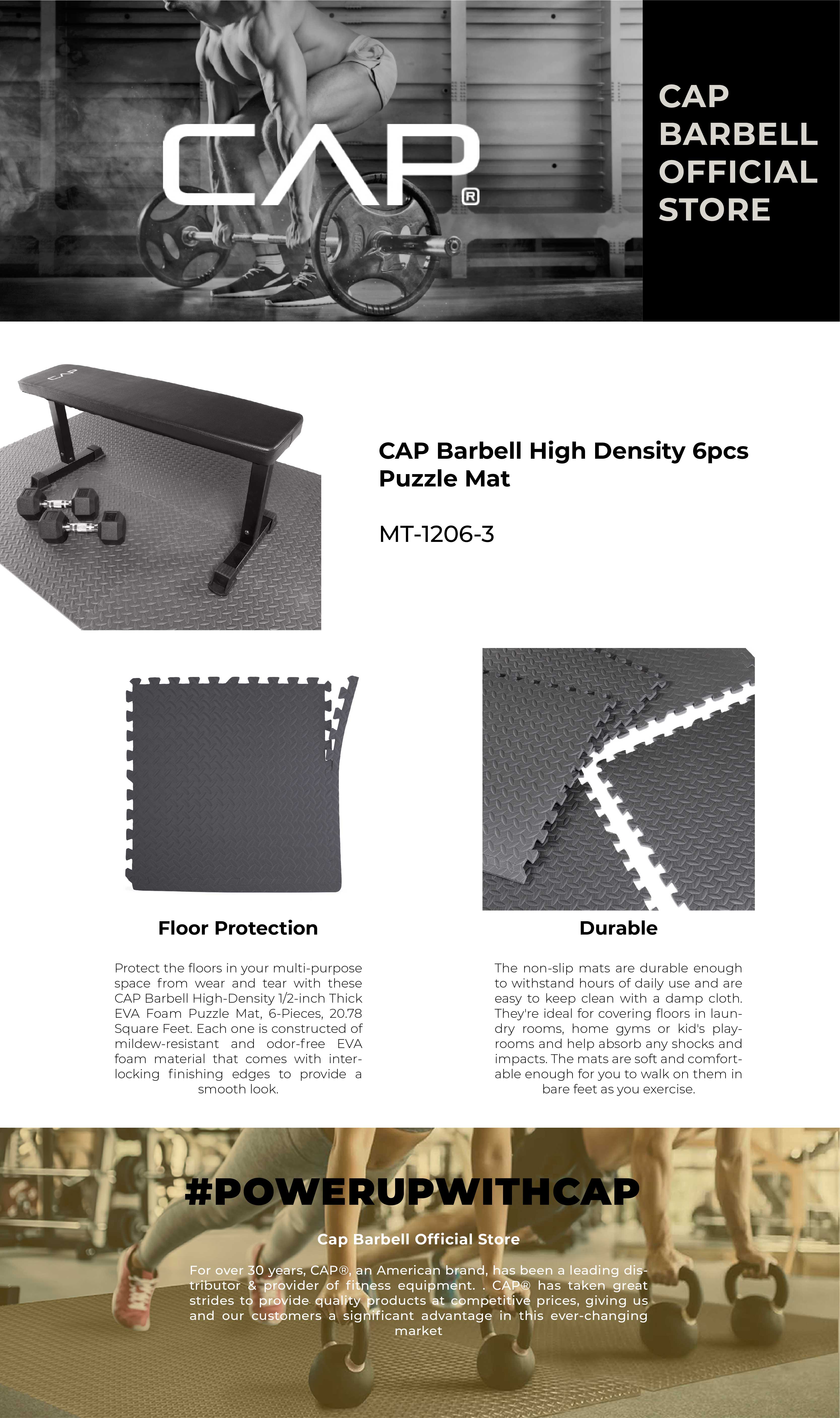 Foam Floor Tiles Cap Barbell 6-Piece Puzzle Exercise Mat Set