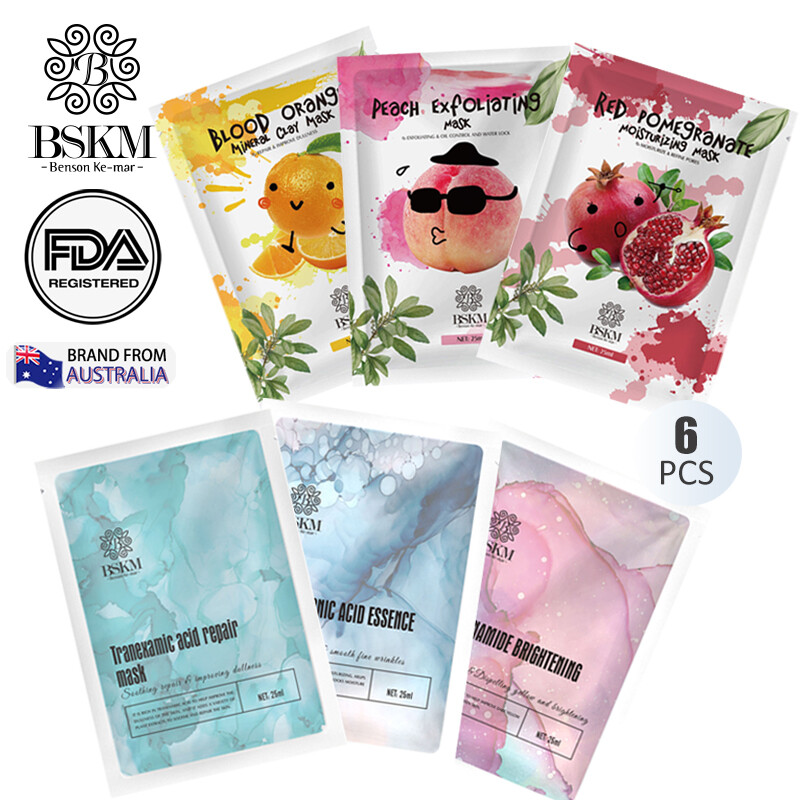 Gambar BSKM Facial Treatment Mask skincare hydrating facial sheet mask Moisturizing Oil Control Brightening 6pcs
