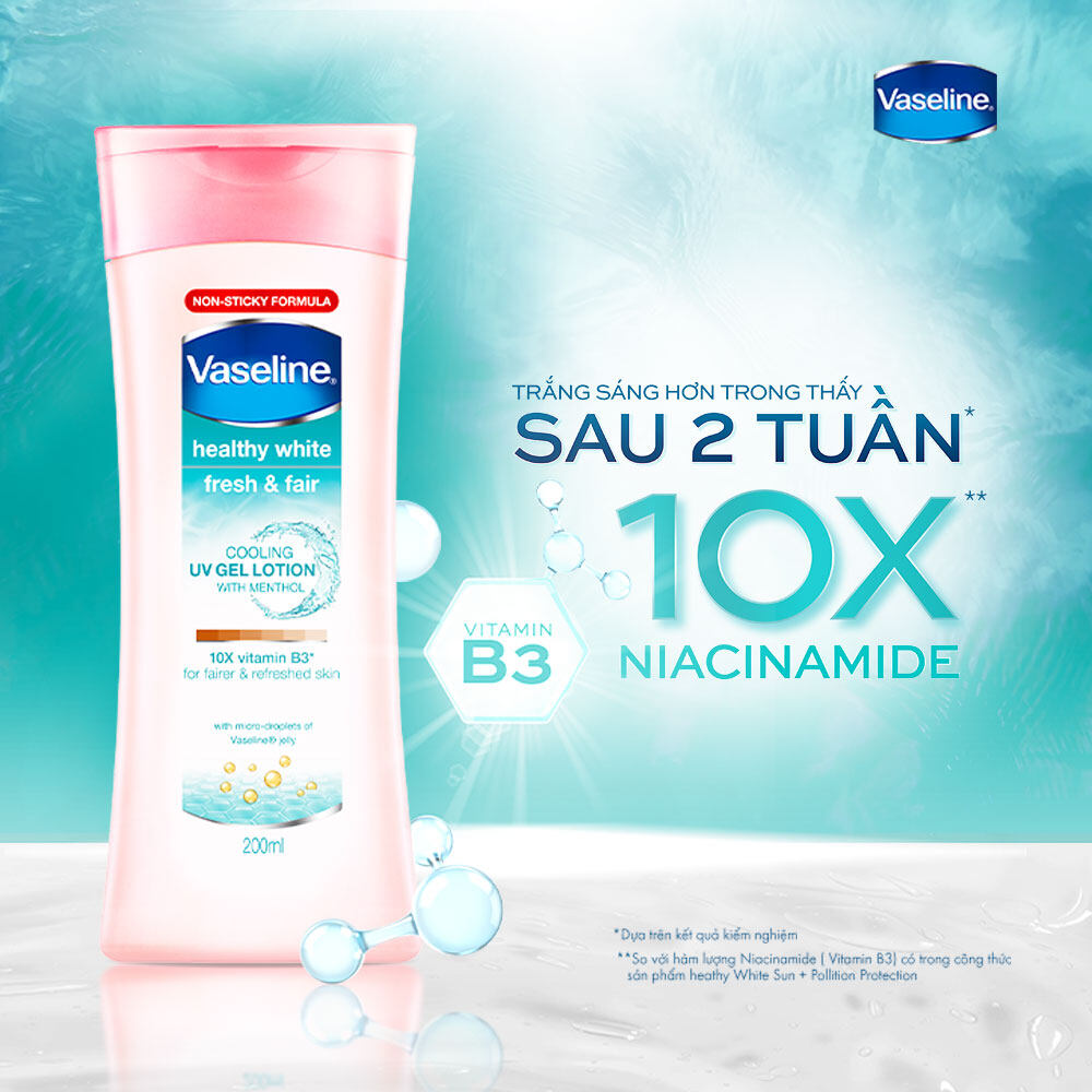 Sữa Dưỡng Thể Vaseline Dịu Mát Sáng Da Healthy White Fresh & Fair Cooling UV Gel Lotion