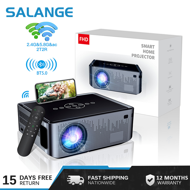 Salange X1 PRO 12000 Lumens Smart Projector Full HD 1080P Android 9 2.4/5G WiFi BT5.0 Dolby Audio Auto focus Home Theater Projector 2GB RAM 16GB ROM 8K For Home Android TV ราคา 5,035 บาท*ส่งฟรี