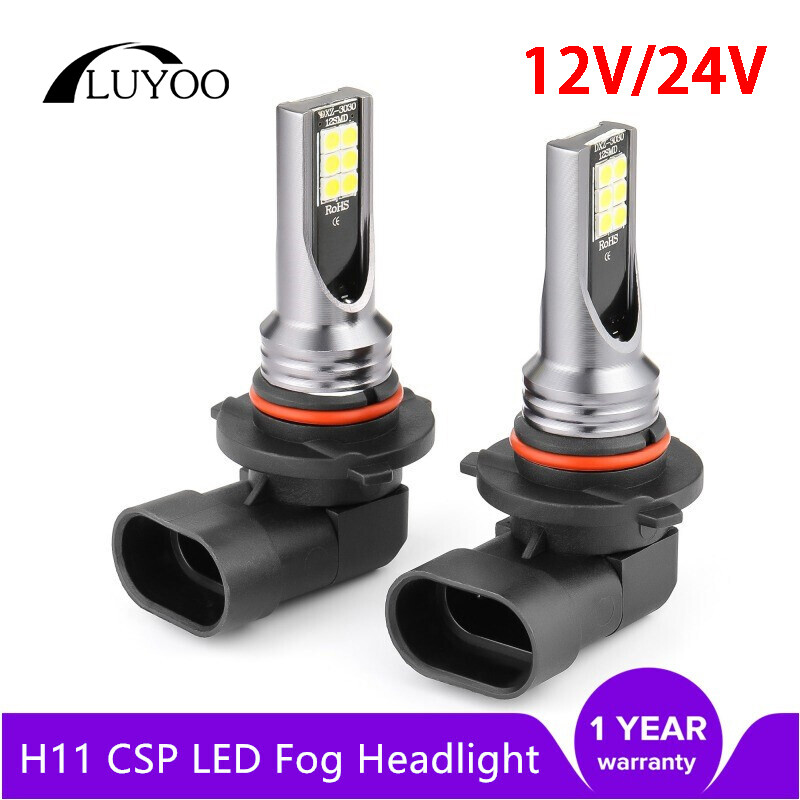 Đèn Sương Mù Xe Hơi H11 Led 9005 HB3 9006 HB4 H8 H9 Bóng Đèn Pha LED CSP Đèn Sương Mù Xe Hơi Màu Trắng 6000K Đèn Chạy Ban Ngày 12V/24V