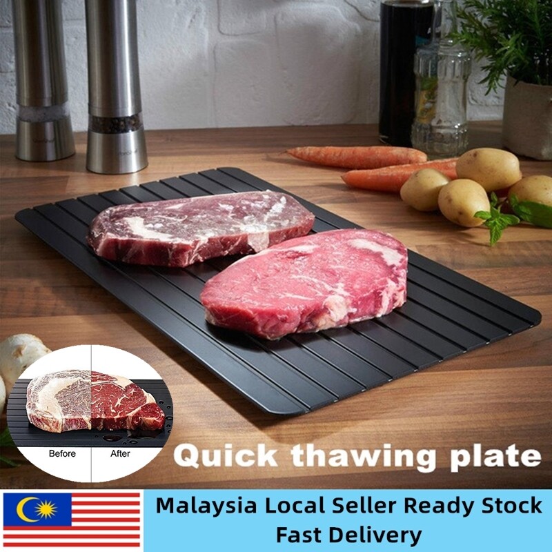Gambar ?Malaysia ready stock?Kitchen Fast Defrosting Thawing Tray Plate Metal Aluminum Fast Safe Kitchen Defrosting Thawing Tray Plate Defrost Meat and Frozen Food