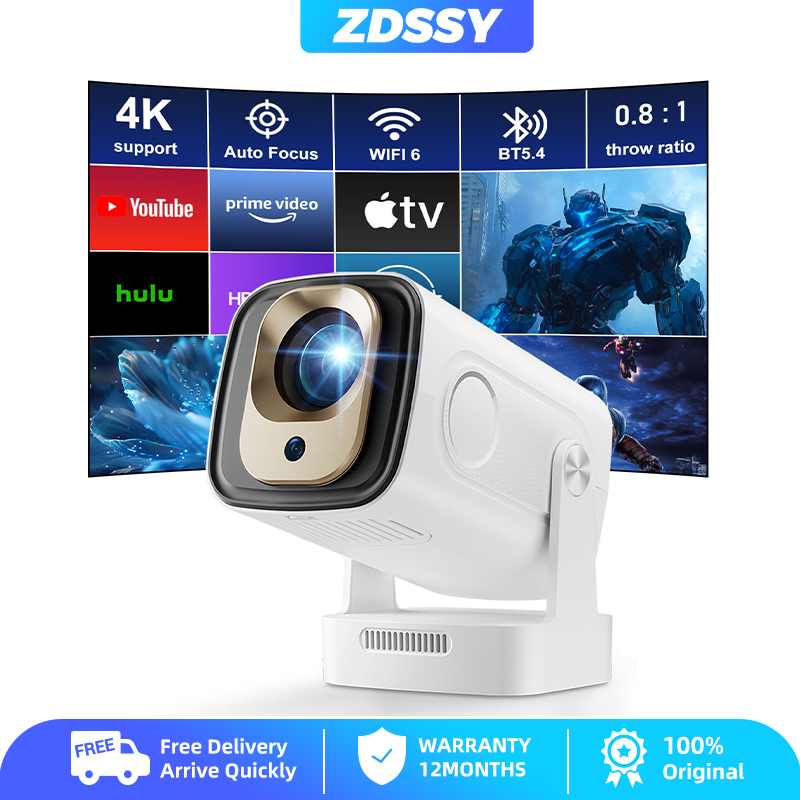 ZDSSY HY260Pro Máy chiếu thông minh android 11 Hỗ trợ 4K 1080P Máy chiếu mini di động với Wifi và Bluetooth Được xây dựng trong ứng dụng Điều khiển bằng giọng nói ném siêu ngắn với loa Máy chiếu phim ngoài trời