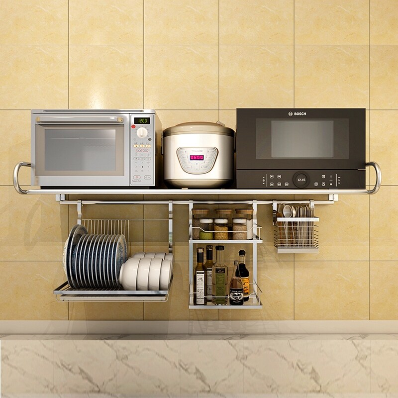 Gambar 304 stainless steel kitchen oven shelf sauce wall mounted oven rack storage box bracket mounts