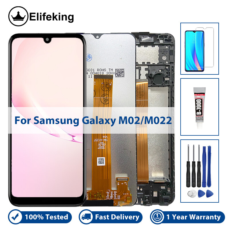 Màn Hình LCD AAA + + + 6.5 Inch Cho Samsung Galaxy M02 M022 Bộ Số Hóa Cảm Ứng Màn Hình LCD Lắp Ráp Màn Hình Cảm Ứng Không Điểm Ảnh Chết Với Công Cụ Miễn Phí + Kính Cường Lực + Keo