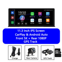 Ekleva 11.3 Inch DVR cho xe hơi 5K Dash Cam ống kính kép Không Dây Carplay & Android Video Tự động màn hình quay phim Navigation 5G Wifi FM
