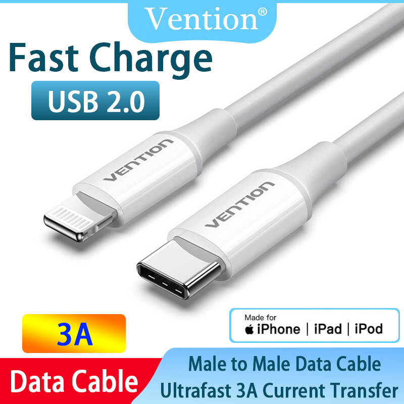  Vention MFI 30W PD USB C để cáp Lightning USB-C để sạc PD Cáp chứng nhận 3A ngày cáp cho IOS MacBook ipad USB chuyên nghiệp loại C Dây Iphone 14 13 12 11 Pro AirPods Pro iPad XS 