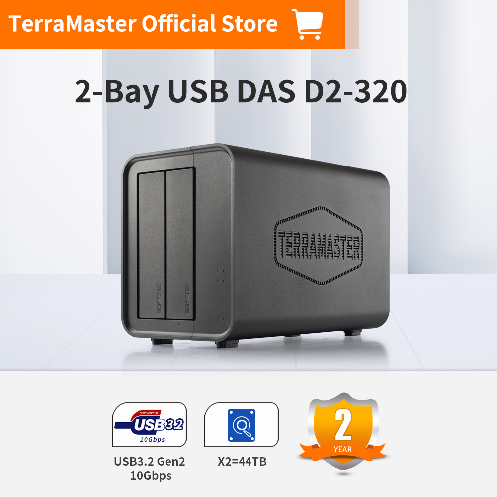 TERRAMASTER D2-320 USB RAID Enclosure – USB 3.2 Gen 2 10Gbps Type C 2Bay RAID Storage Supports RAID 0, 1, Single, JBOD (Diskless) ราคา 4,670 บาท*ส่งฟรี