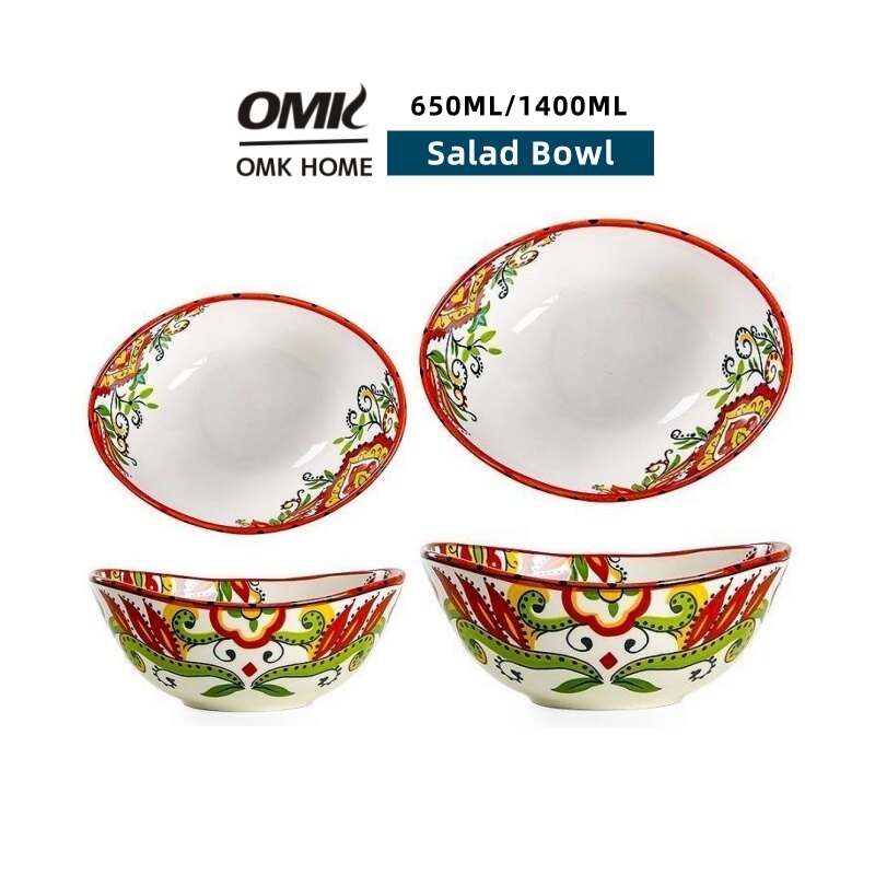 Omk Red Luca loạt bát đựng sa lát thuyền gốm