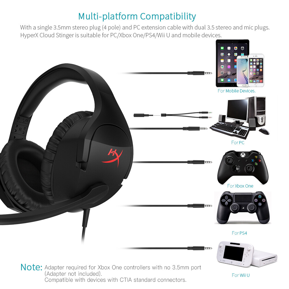 Kingston HyperX Cloud Stinger Gaming Headset Esport Stereo Headphone  Earphone Di Telinga untuk PC/Xbox 360/Xbox Satu/PS4/wii U  HX-HSCS-BK/Sebagai | Lazada Indonesia