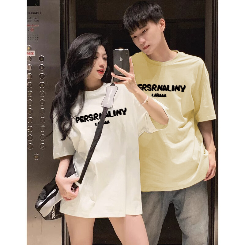 New 100% cotton unisex Áo phông ngắn tay quá khổ nam rộng baggy Tees cổ tròn lỏng áo đơn giản