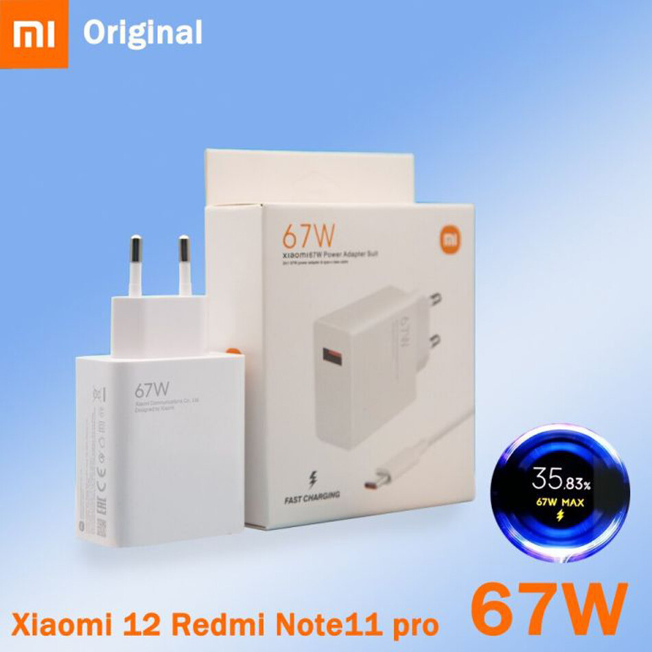 Original Xiaomi 67W US/EU Turbo Charger Fast Charging Adapter With Quick Charging USB Type-C Cable f