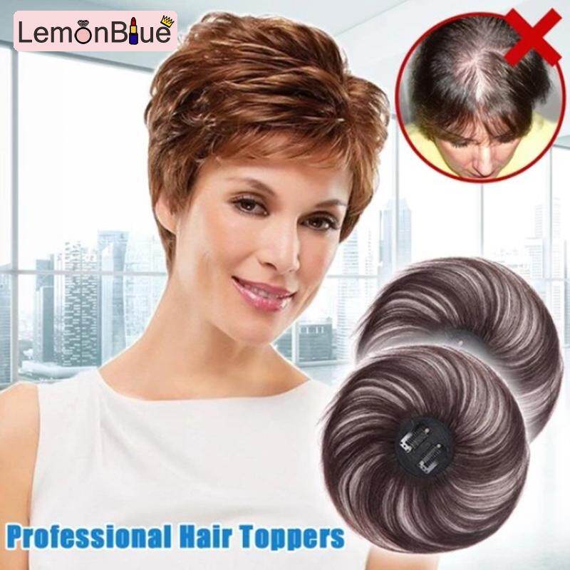 Gambar LemonBlue Clip On Hair Topper Wig Human Hair Hairpiece Hair Extension Wig for Women Black+15CM [FREE SHIPPING]