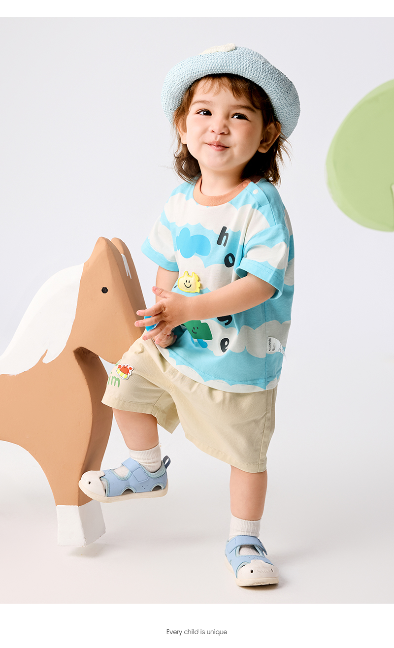 balabala Boy Short Sleeve T-Shirt Baby Top Girl Clothing 2025 New Summer Fashion Cute Infant Top