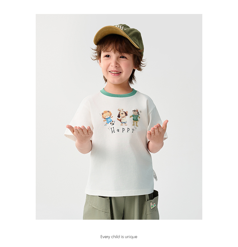 balabala Boy Pure Cotton Short Sleeve T-Shirt Baby Clothes Summer Short Sleeve Top For Infants Toddlers · v5