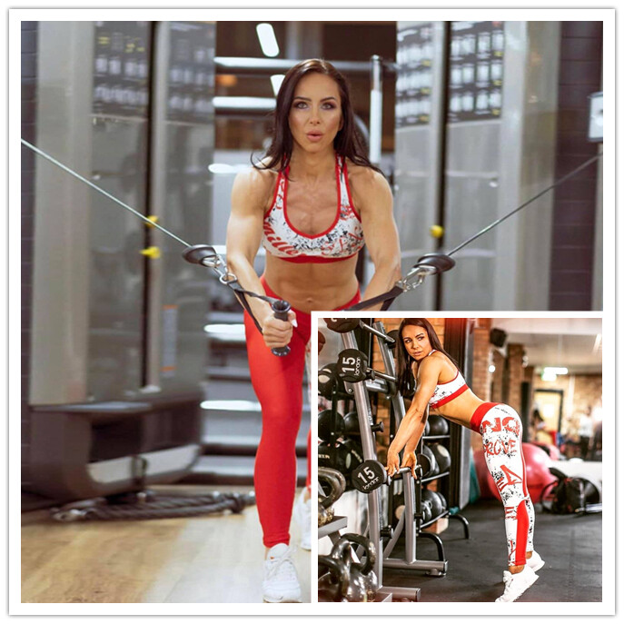 Feelcoolsport quần bó sát in chữ gradient cạp chữ v bùng nổ quần tập yoga