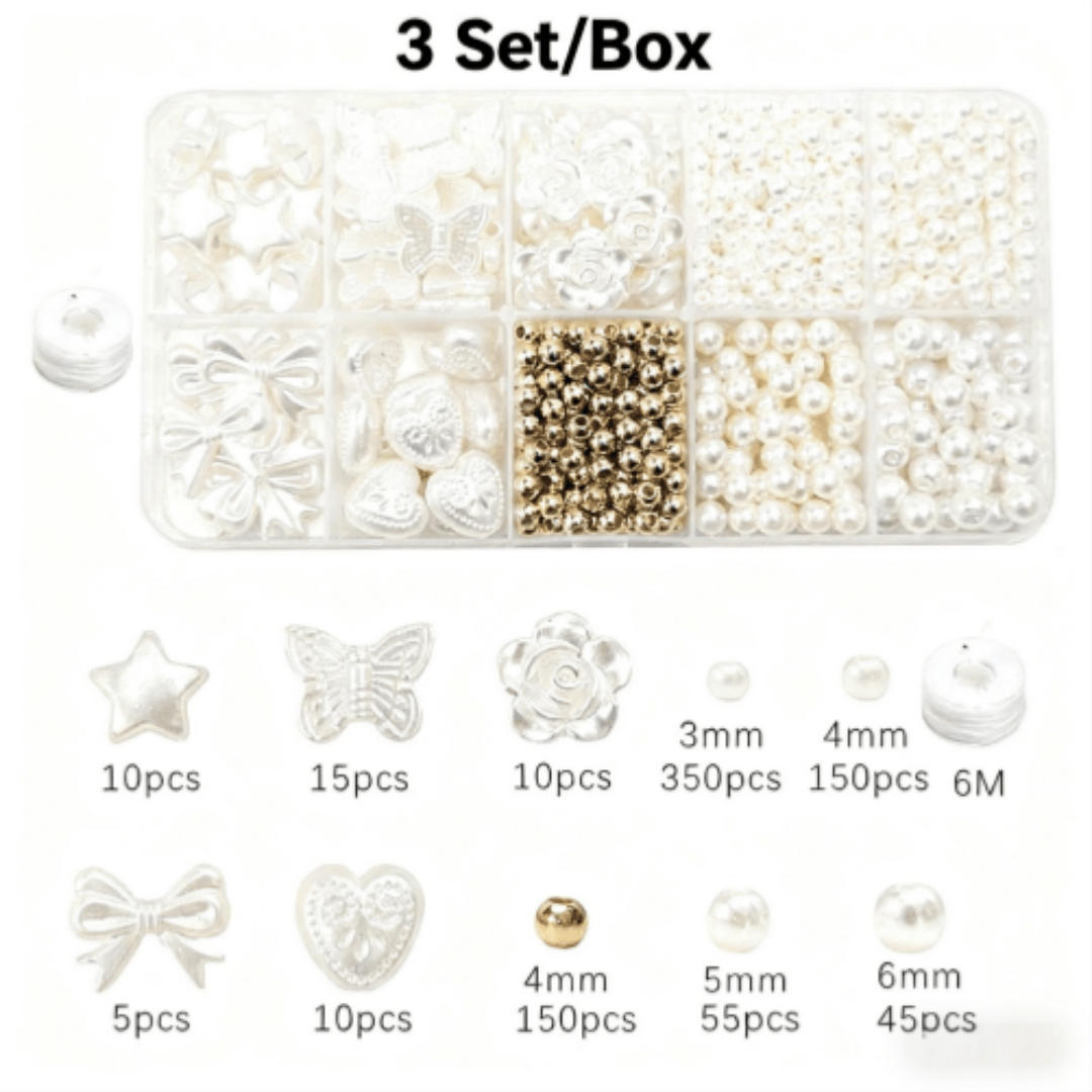 10 Grid ABS Pearl Beads Set Box About 800pcs/box Mixed Pearl Spacer Beads Set for DIY Necklace Bracelet Earring Crafting ewelry Making Beads Accessories