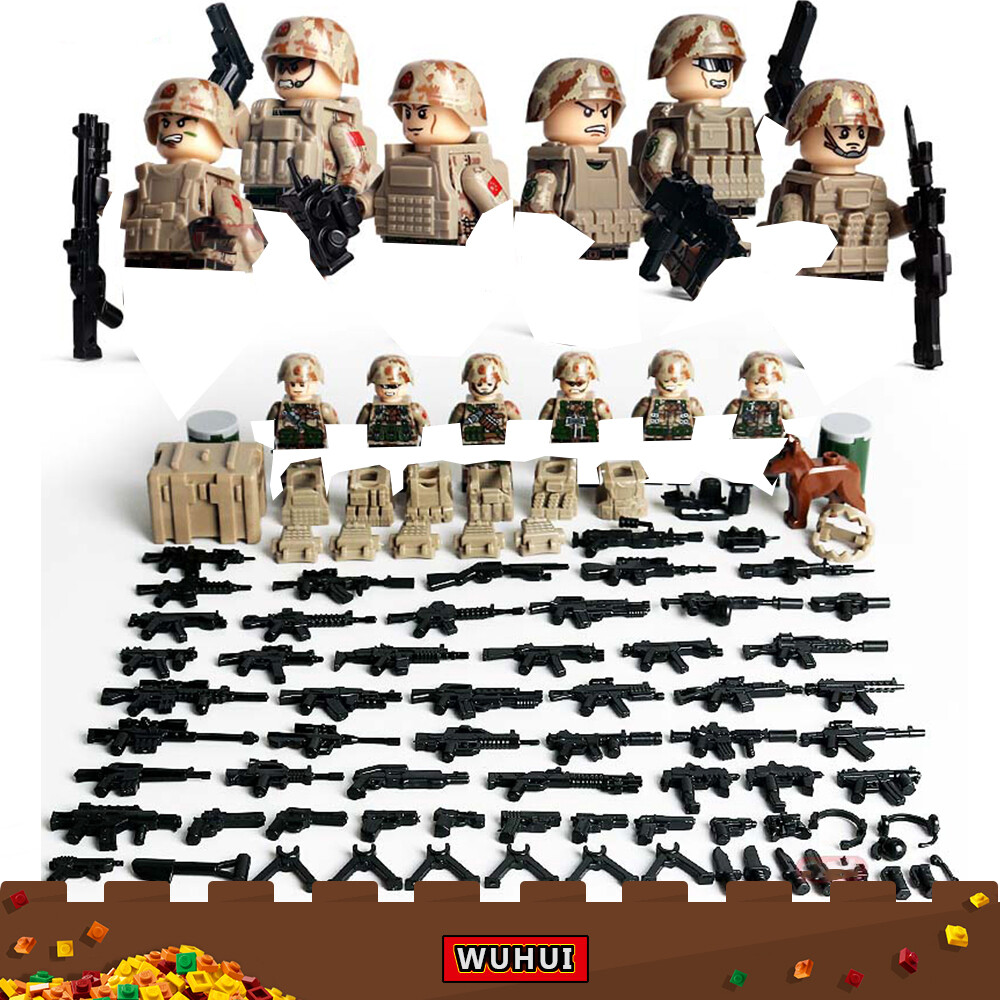 Wuhui 6 Pcs SWAT Đội Quân Quân Đội WW2 Minifigures Đồ Chơi Bộ Xếp Hình Đồ Chơi Sách Hướng Dẫn Học Guitar Căn Bản Sa Mạc Bộ Đội GẠCH XÂY DỰNG Đối Với Mầm Non Cho Trẻ Em Lứa Tuổi 3 + Trẻ Em Đồ Chơi Tương Thích Với Tất Cả Các Thương Hiệu