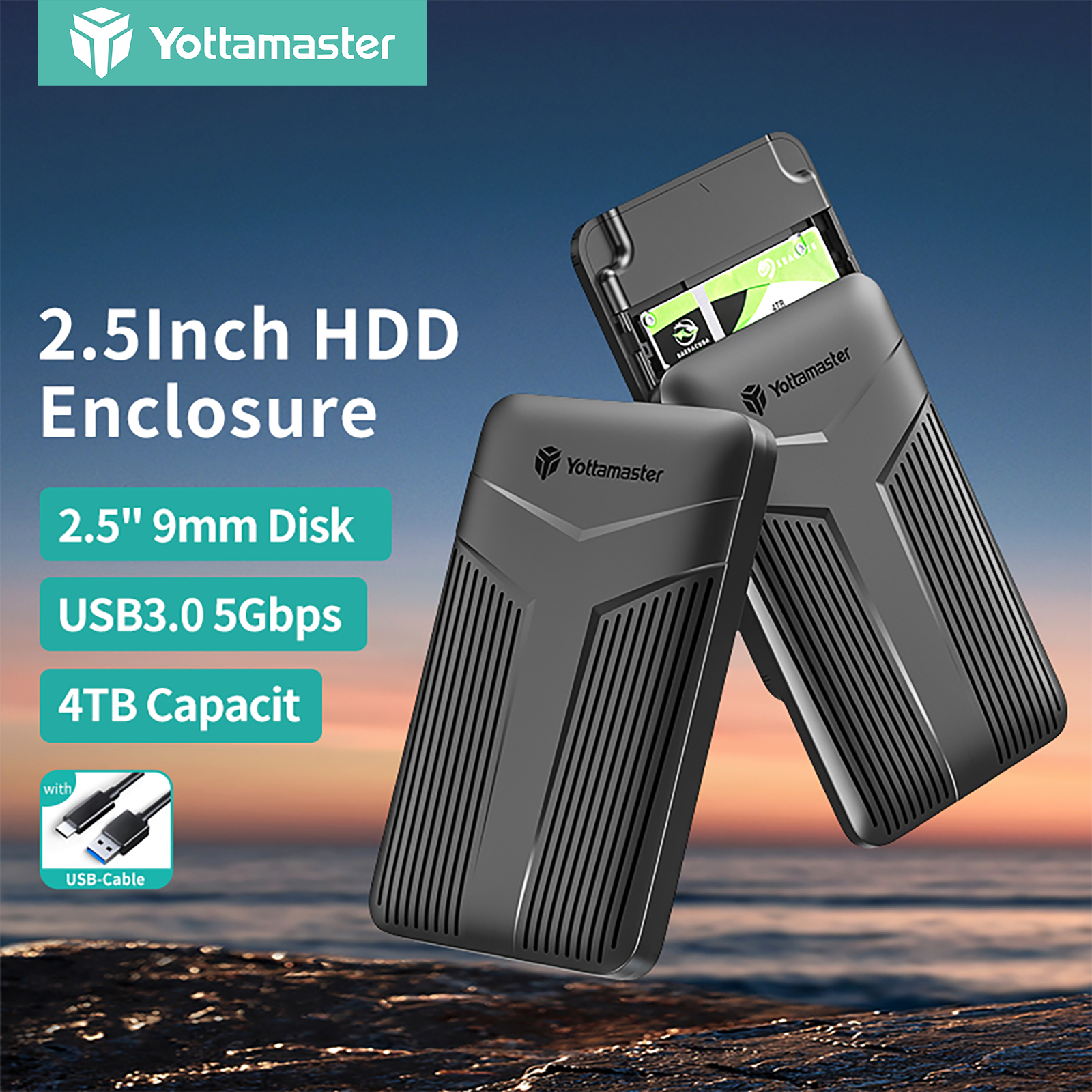 Yottamaster 6Gbps SSD case USB 3.0 SATA 3.0 UASP TRIM HDD Enclosure for 2.5 inch SATA Hard Drives Type C External Hard Disk Storage Box Cover Housing ราคา 192 บาท*ส่งฟรี