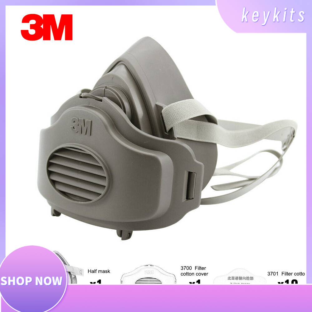 Mặt Nạ Phòng Độc Chống Bụi 3M 3200 Tấm Chắn Chống Bụi Nửa Mặt Chống Bụi Xây Dựng Công Nghiệp Sương Mù An Toàn Khí Lọc Bông Bìa