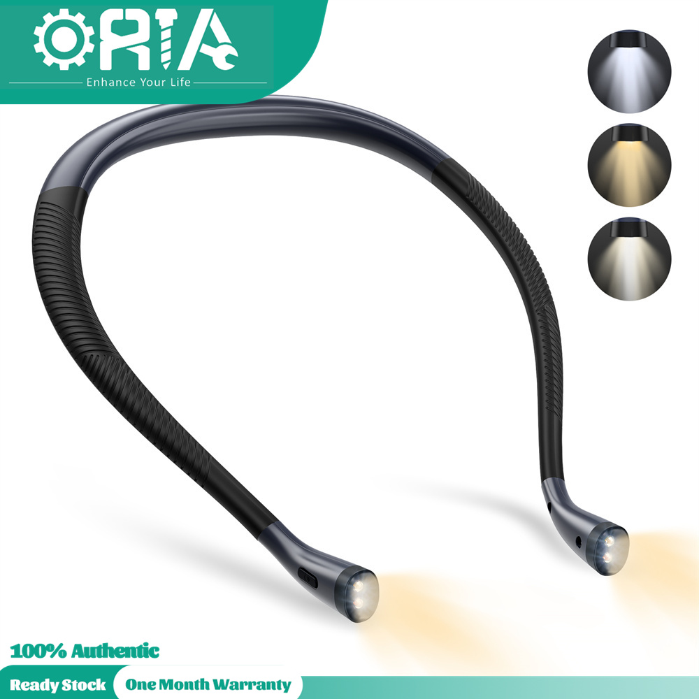 ORIA Book Reading Light Flexible Neck Reading Light With Adjustable Brightness Eye Protective Book Light Multi-color Switchable for Reading Work Night Runner