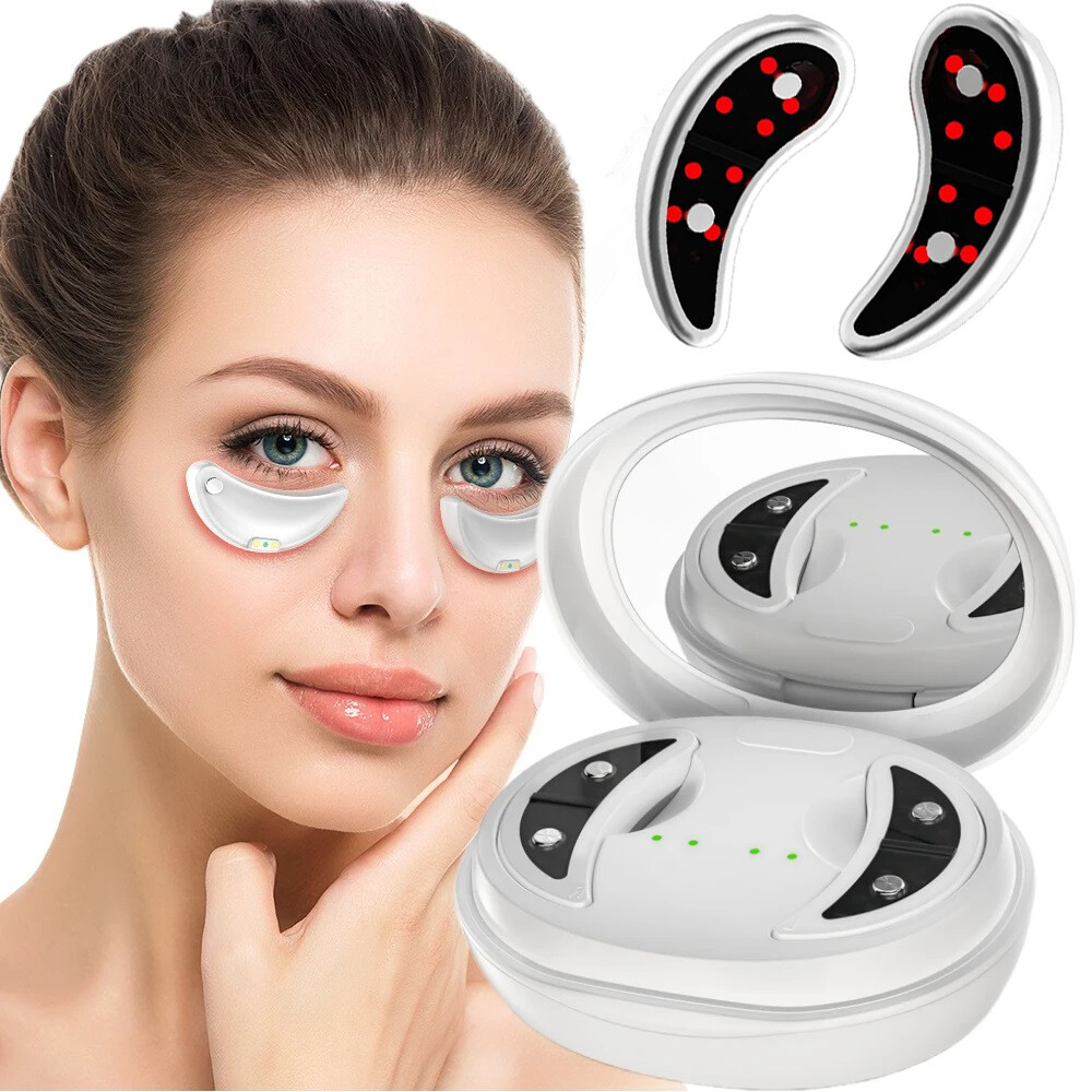  Điện mát xa mắt thiết bị đèn LED đỏ chăm sóc mắt trị liệu EMS Massager miếng dán mắt với 3 gói Miếng Dán Gel cho mắt vỏ giảm bọng mắt và quầng thâm xách tay dưới miếng dán mắt 