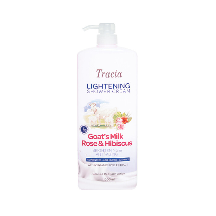 Tracia Lightening Shower Cream- Goat's Milk Rose & Hibiscus 1L Harga 14 Ringgit*Penghantaran Percuma