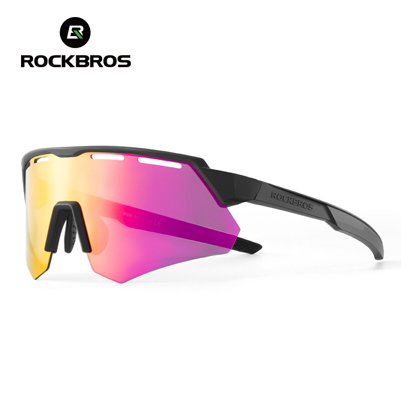 ROCKBROS đi xe đạp Shades hoán đổi cho nhau Kính râm thể thao ngoài trời Windproof thoải mái Kính Đạp xe bền nhẹ Kính đi xe đạp phân cực với 4 ống kính phụ kiện xe đạp