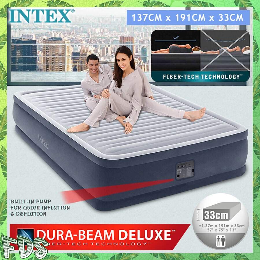 inflatable intex deluxe air bed with head board 64448