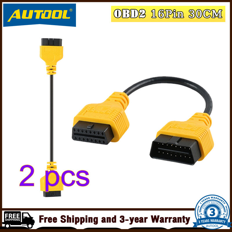 Autool 2 dây cáp chuyển đổi chẩn đoán obd 2 tự động 30cm dây nối mở rộng obd2 ii elm327 cho xe hơi máy quét 16 chân đực sang cái dây nối dài