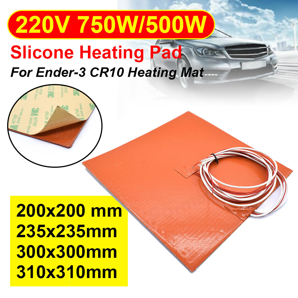 Máy in 3d silicone đệm sưởi ấm bàn gia nhiệt 200/235/300/310 220v 500w cao su không thấm nước tấm sưởi vuông tấm phụ kiện