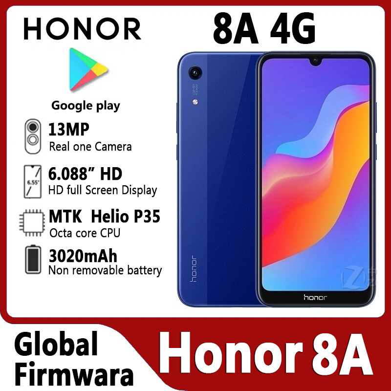 Used Phone Original For HONOR 8A smartphone global firmware CPU MediaTek Helio P35 camera 13MP 3020mAh battery Screen 6.088 inches used phone ราคา 2,154 บาท*ส่งฟรี