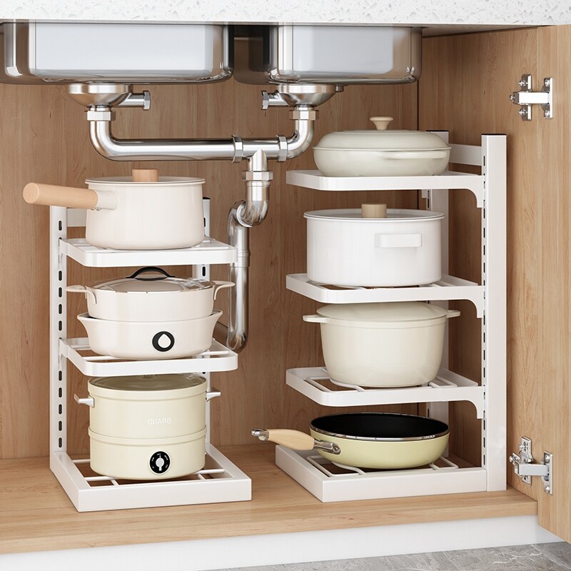 Gambar Shelf of household kitchen mesa multilayer POTS to receive a multi function sink cabinet shelf layered pot rack