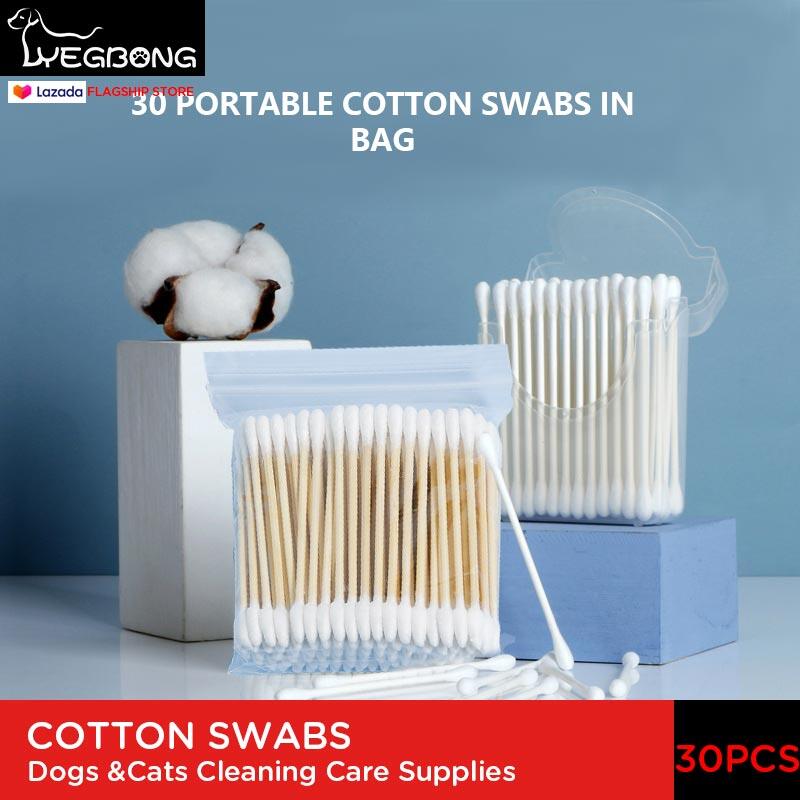 Double ended Cotton Swabs 30 Pcs Pet Tear Stain Ear Cleaning Stick ราคา 17 บาท*ส่งฟรี