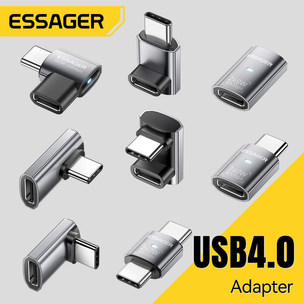  Essager 240W 40Gbps Usb4.0 Adapter 8K 60Hz Bộ Chuyển Đổi Pd3.1 loại USB C Để Type-C Flash Sạc Bộ chuyển đổi OTG sạc nhanh 240W Đa-Chức Năng Đa-Phong Cách Adapter Cho Bộ Sạc Bảng điều khiển trò chơi Macbook Máy Tính Bảng Máy Tính Xách Tay Iphone17 16 Samsu 