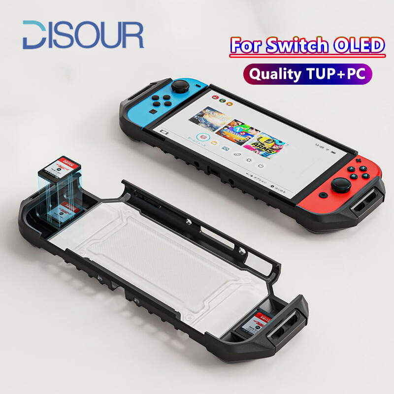 Disour vỏ bảo vệ cho nintendo switch oled vỏ bảo vệ tpu chống rơi chống trượt cho switch oled có khe cắm thẻ trò chơi