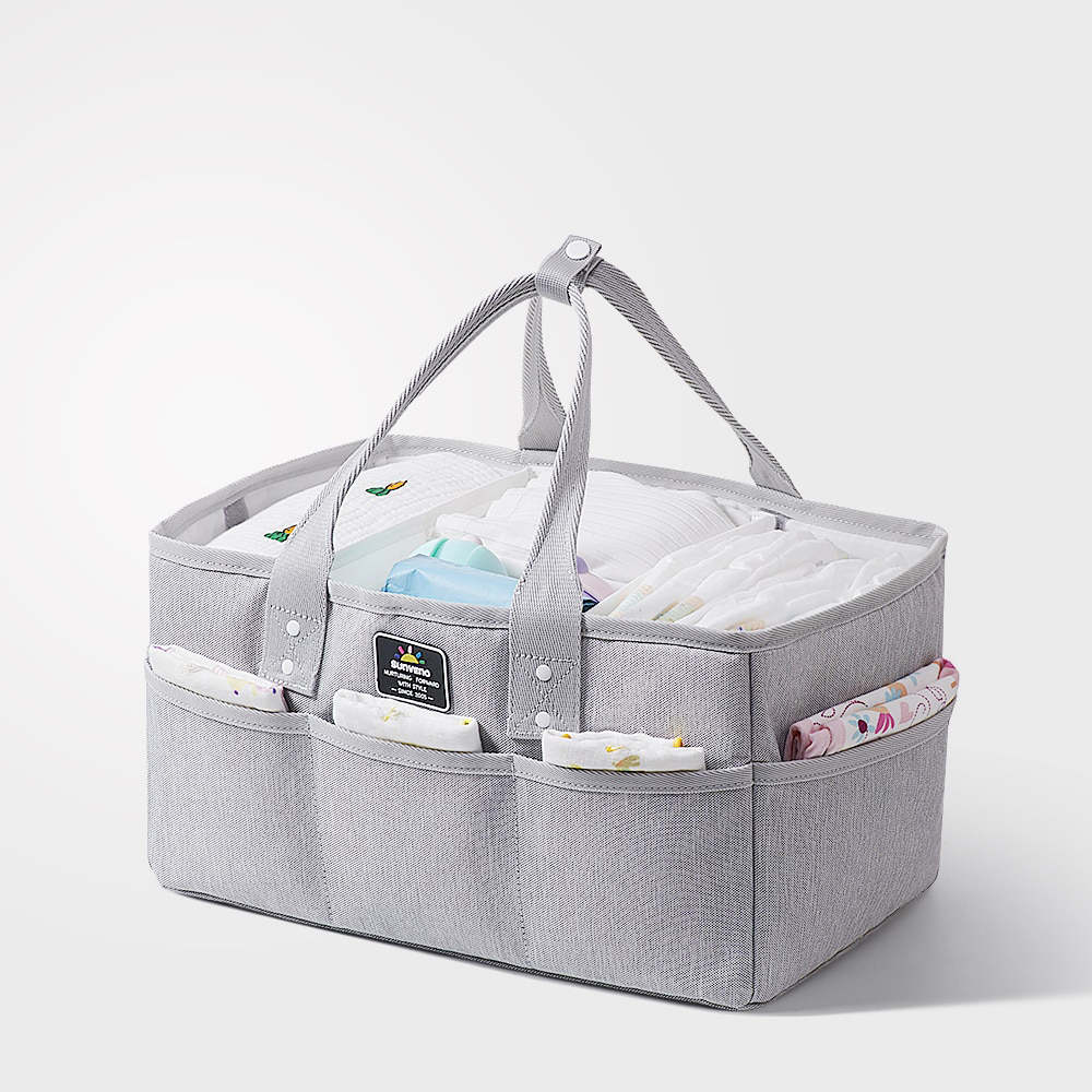 Sunveno Baby Diaper Caddy Organizer Messenger Bag for Unisex - 12 Storage Spaces Waterproof Oxford Cloth Detachable Divider Large Partition Capacity