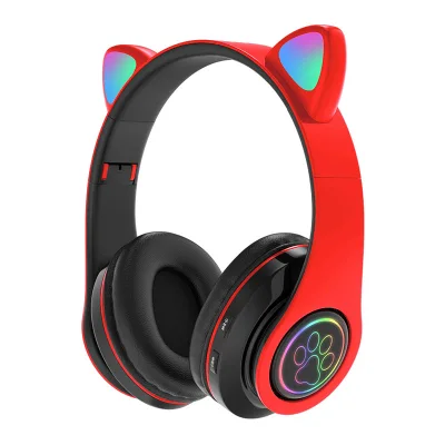 Bluetooth 5.0 LED Light Cat Ears Headset Wireless Earphone Stereo Bass Headphones headphone gaming HIFI TF3.5mm Microphone bluetooth earphone with mic (1)