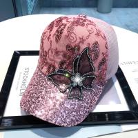 Shiny Rhinestone Butterfly Women Baseball Cap Summer Breathable  Mesh Sun Hat Glitter Sequins Ladies Girls Peaked Caps