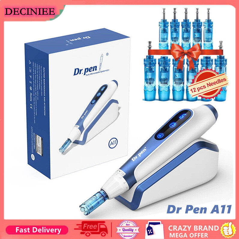 Dr. Pen A11 microneedling điều trị thiết bị với 10 cái Cartridge MTS microneedling điều trị cải thiện loại bỏ vết sẹo mụn trứng cá máy làm đẹp