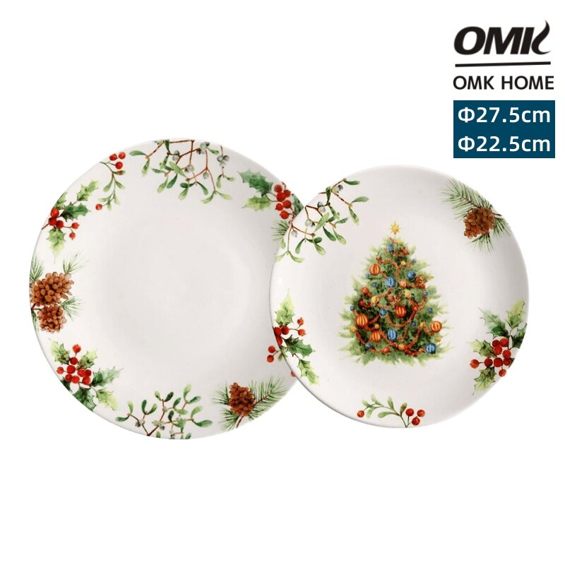 Omk dòng sản phẩm giáng sinh gốm đĩa ăn tối 11 inch và 8.5 inch