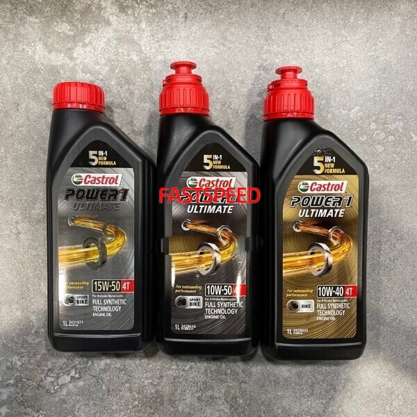 CASTROL POWER 1 ULTIMATE SUPERBIKE 4T 10W40 10W50 15W50 FULLY SYNTHETIC API SN JASO MA2 ENGINE OIL MINYAK HITAM