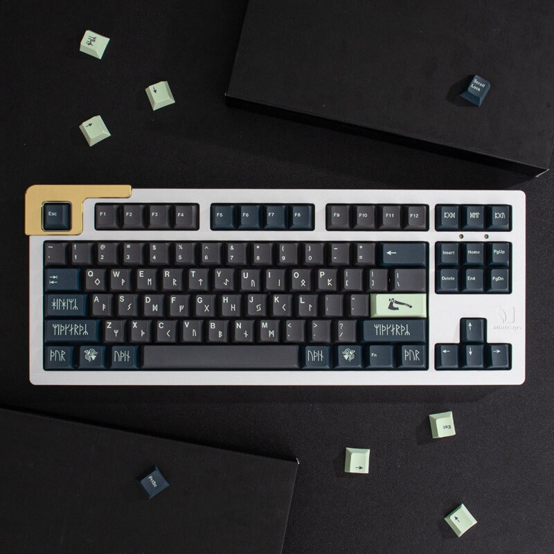 【Keycap only】gmk Norse 130 phím anh đào hồ sơ PBT năm mặt thăng hoa tùy chỉnh cá tính cho Bàn Phím C