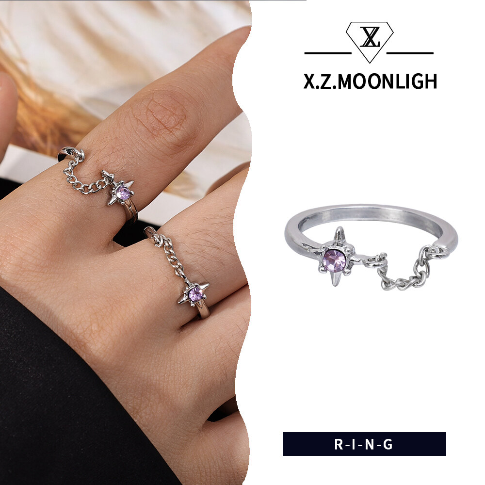 【X. z. moonligh】Vòng Hình Trái Tim Đá Zircon toàn bộ tối giản Nhẫn đính hôn moissanite bạc 925 Sterling cho nữ