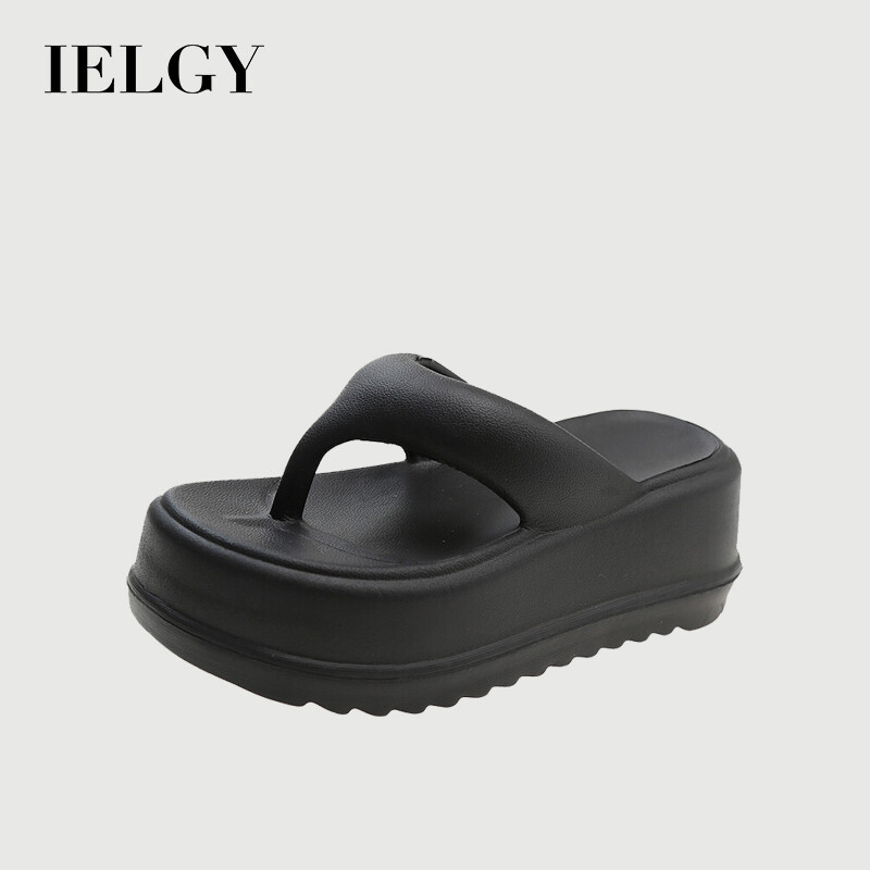 IELGY flip-flops women's cute solid color flip-flops increase wear-resistant slippers ราคา 512 บาท*ส่งฟรี