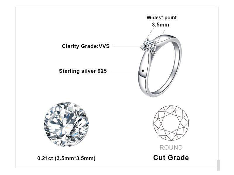 JewelryPalace 0.2ct Cubic Zirconia Anniversary Solitaire Engagement Ring 925 Sterling Silver