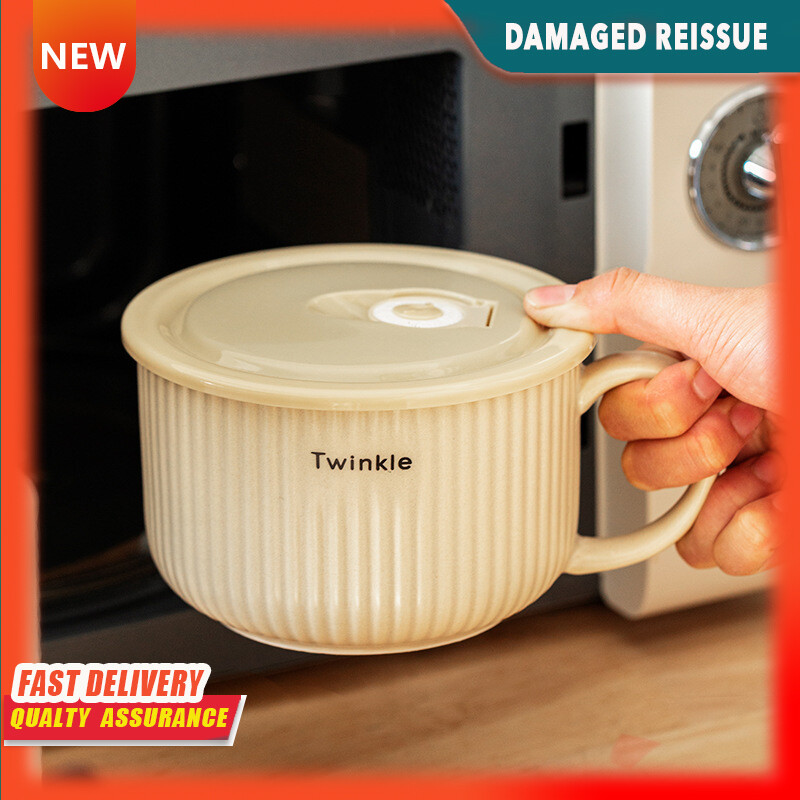 Gambar Ceramic Lunch Box Can Be Microwave Heated Oven Office Workers Bento Box Sealed Fresh keeping Rice Bowl with Lid Round