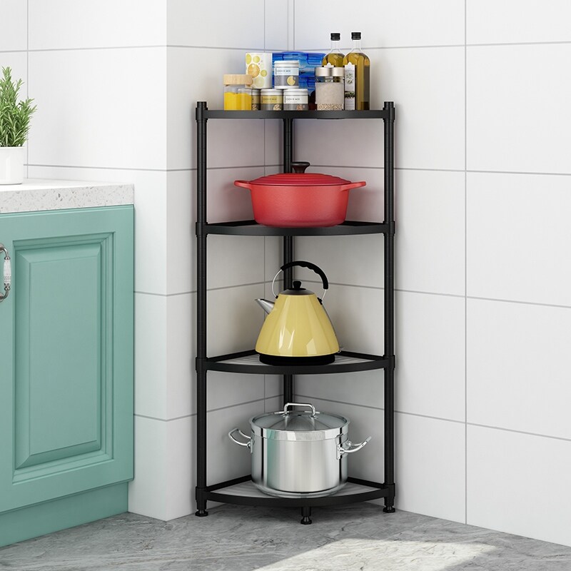 Gambar Stainless steel kitchen shelf triangle Angle put pan pan console multi layer shelves household receive artifact
