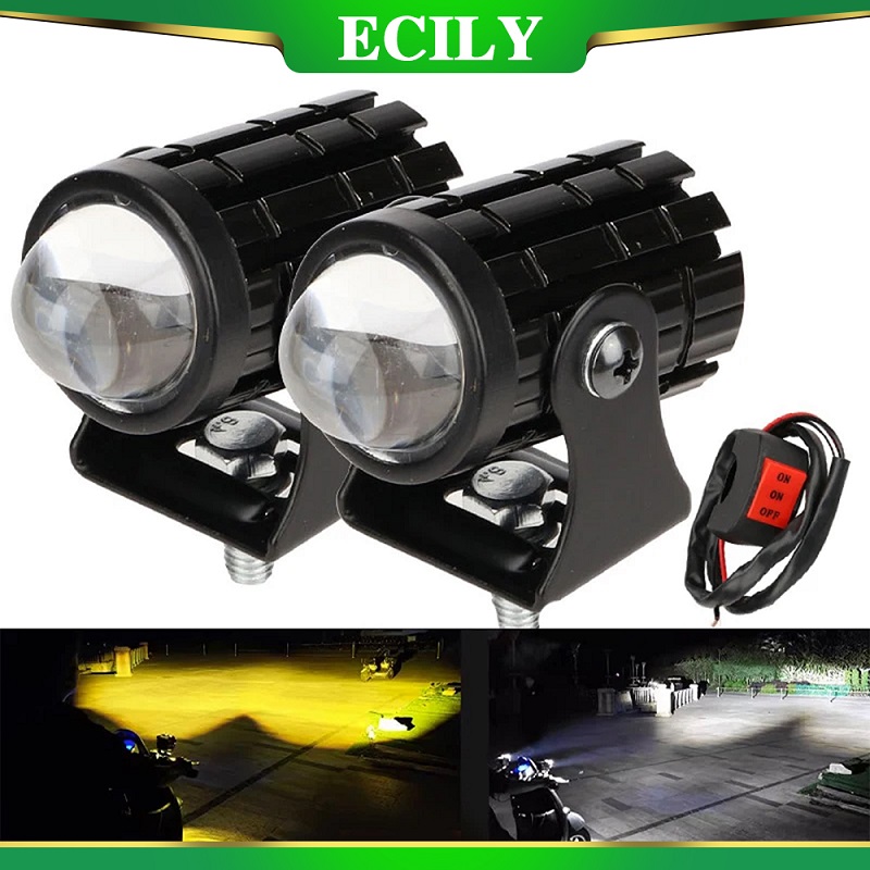 ECILY Motorcycle Headlight Spotlight Canbus LED Projector Lens Fog Light Auxiliary Lamp With Switch For Car Off-road 4X4 ATV UTV ราคา 169 บาท*ส่งฟรี